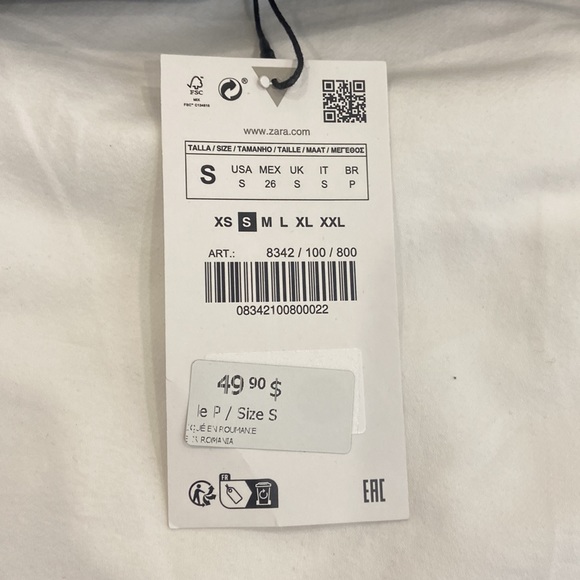 Zara satin strapless top with pleating details. Never worn tag still on size S - Picture 4 of 4